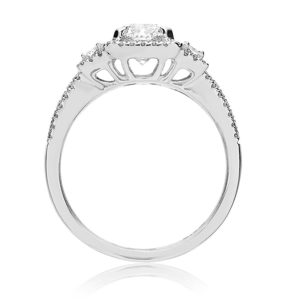 Certified Lucere - Modifizierter Smaragd 1,03ct Diamantring mit Diamantschultern Damen im Angebot