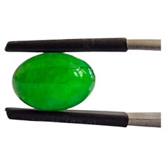 Certified MADE IN JAPAN 5.385cts. Imperial Green Burmese A-Jadeite Oval Cabochon