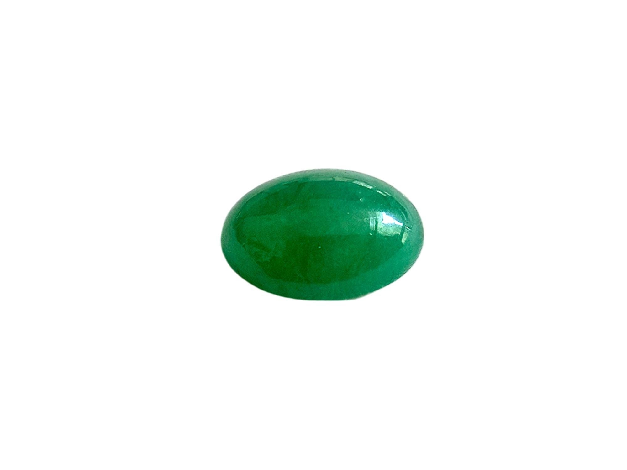 Certified MADE IN JAPAN 5.841cts. Intense Green Burmese A-Jadeite Oval Cabochon For Sale 10