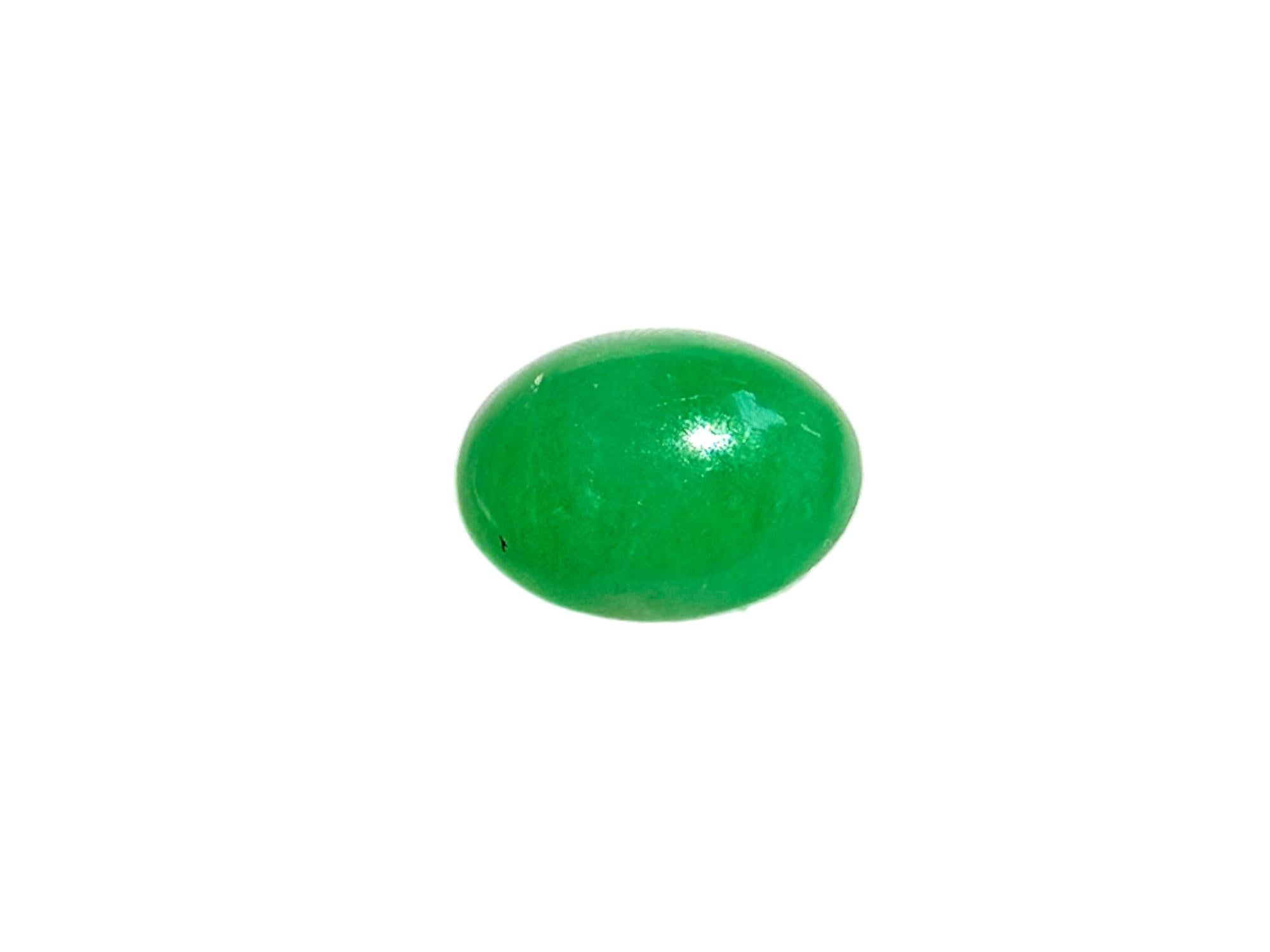 Certified MADE IN JAPAN 5.841cts. Intense Green Burmese A-Jadeite Oval Cabochon For Sale 11