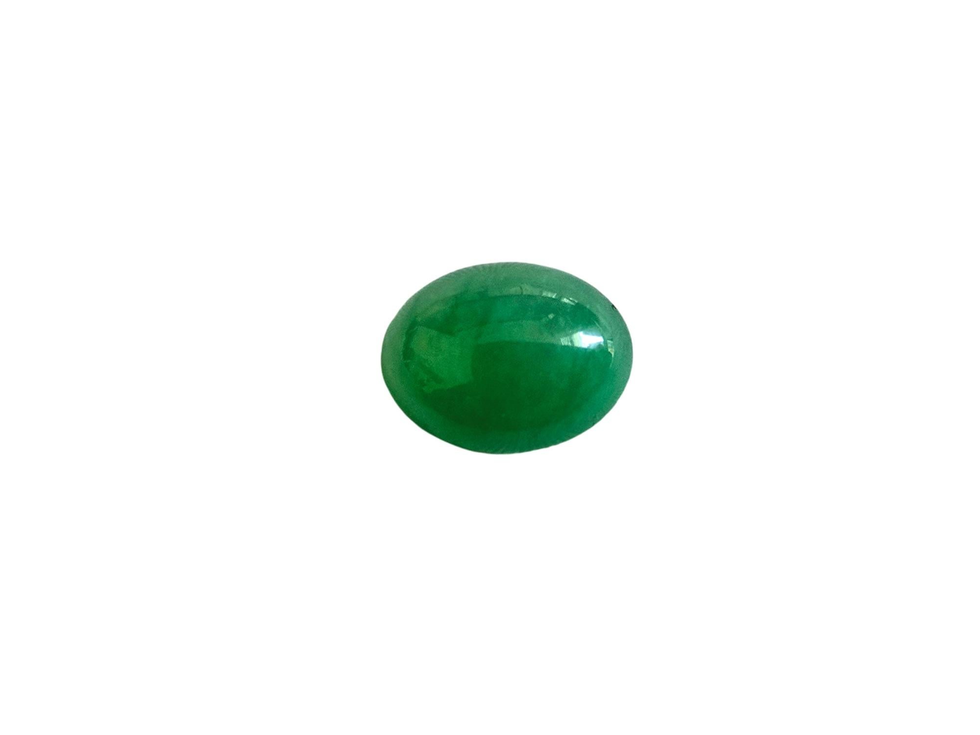 Certified MADE IN JAPAN 5.841cts. Intense Green Burmese A-Jadeite Oval Cabochon For Sale 13