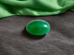 Certified MADE IN JAPAN 5.841cts. Intense Green Burmese A-Jadeite Oval Cabochon