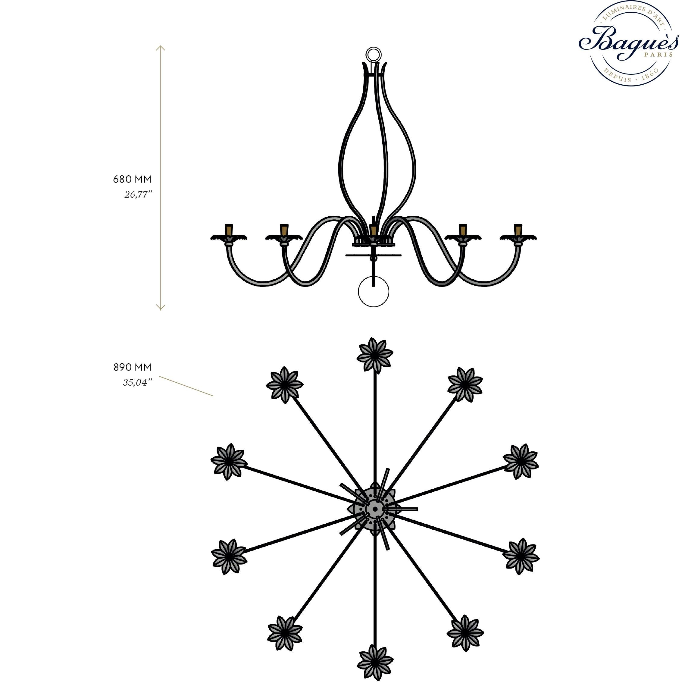 Certified Maison Bagues Chandelier, 10 Lights Fine Ironwork and Crystals #00108 In New Condition For Sale In Paris, FR