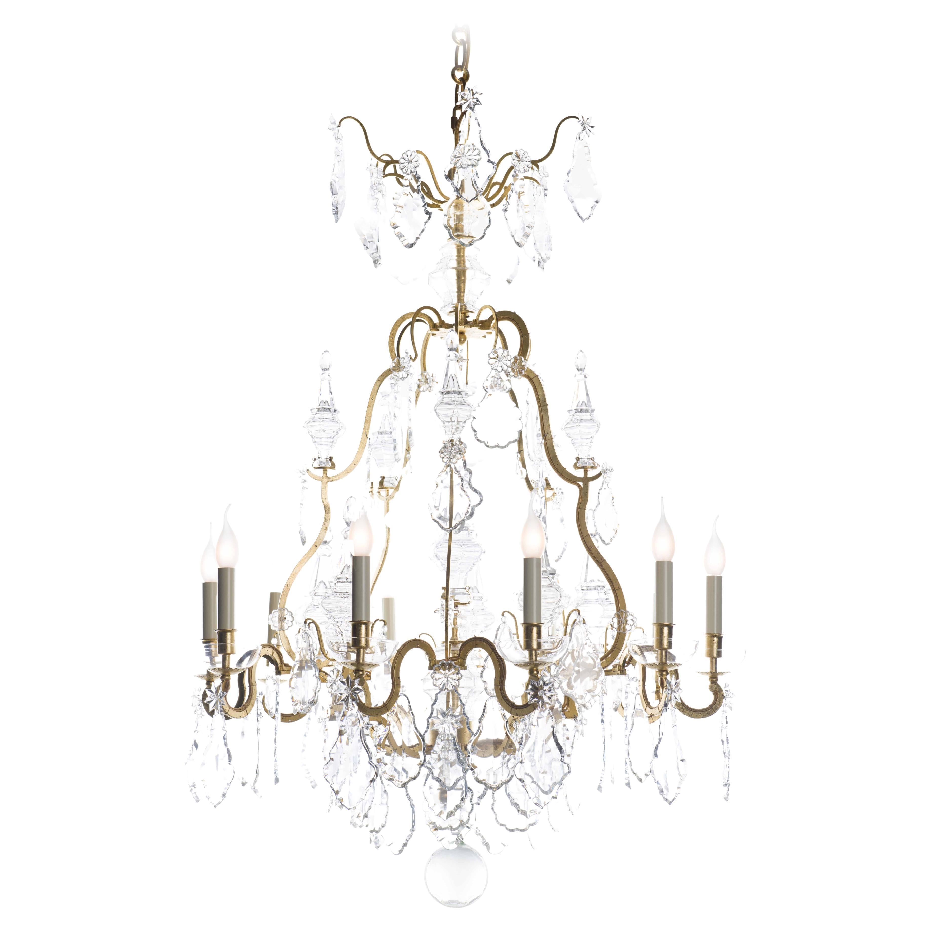 Certified Maison Bagues Chandelier, 10 Lights Iron & Crystal #10231 For Sale