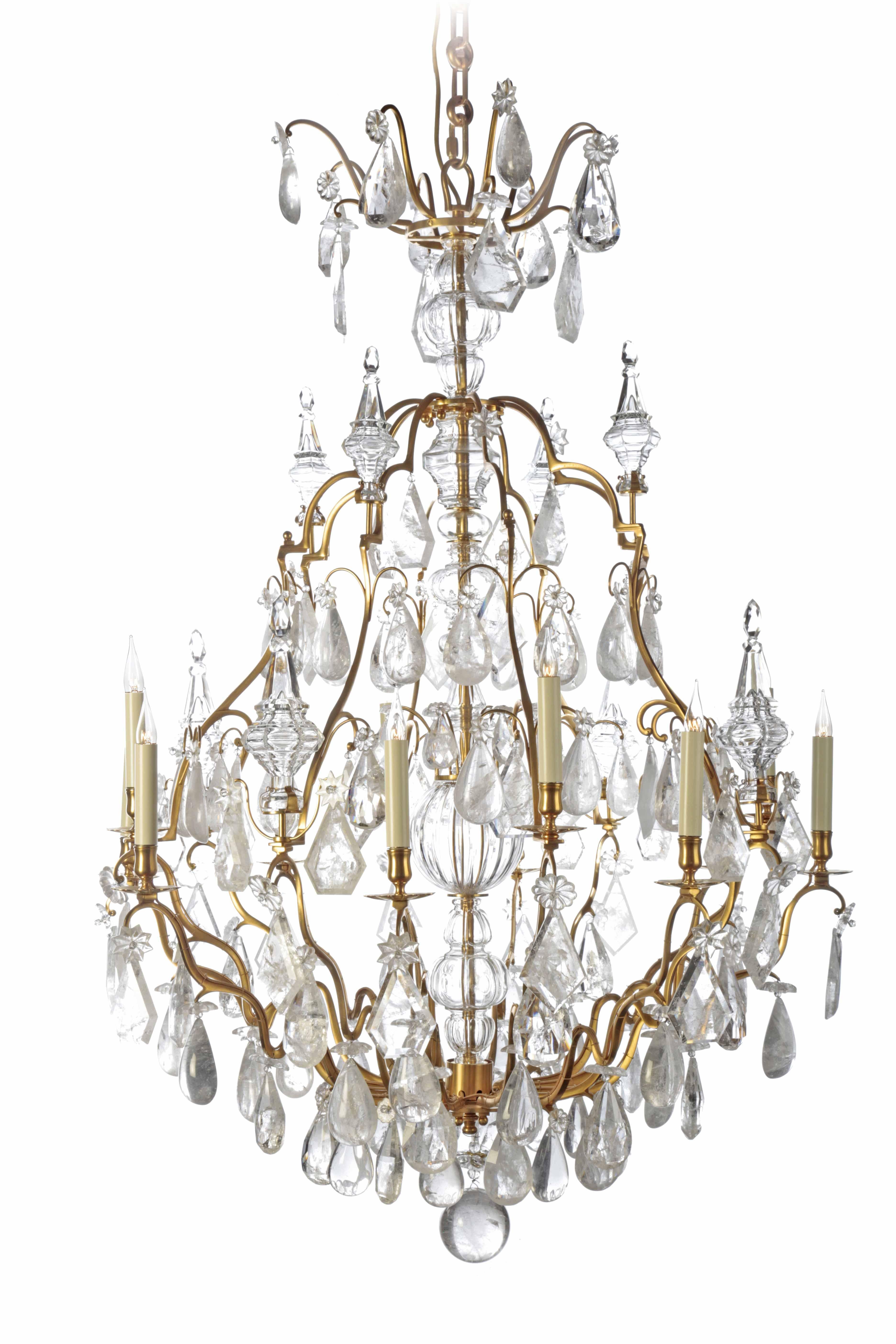 LU-BR-12129-12 Maison Baguès chandelier, 12lights.
Various finish possible: polished brass, satin brass, polished nickel, satin nickel, dark patina, black patina, oil rubbed bronze, gold, 24k nitrate gold (shown on picture here)
Bronze and