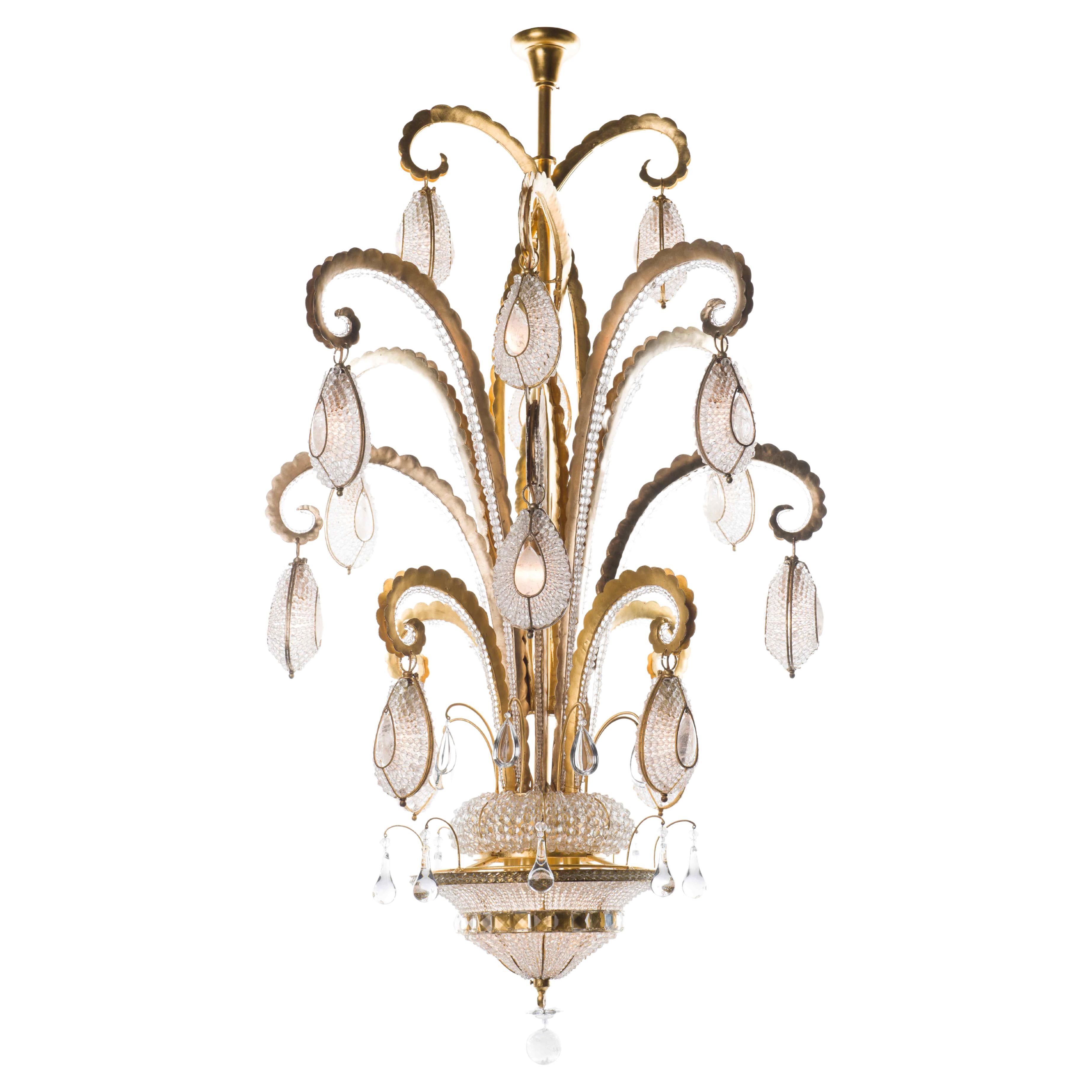 Certified Maison Bagues Chandelier, 20 Lights Iron & Crystal #20011 For Sale