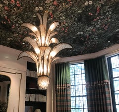 Chandelier Leaf Shape, 25 Lights Iron & Crystal Made in France