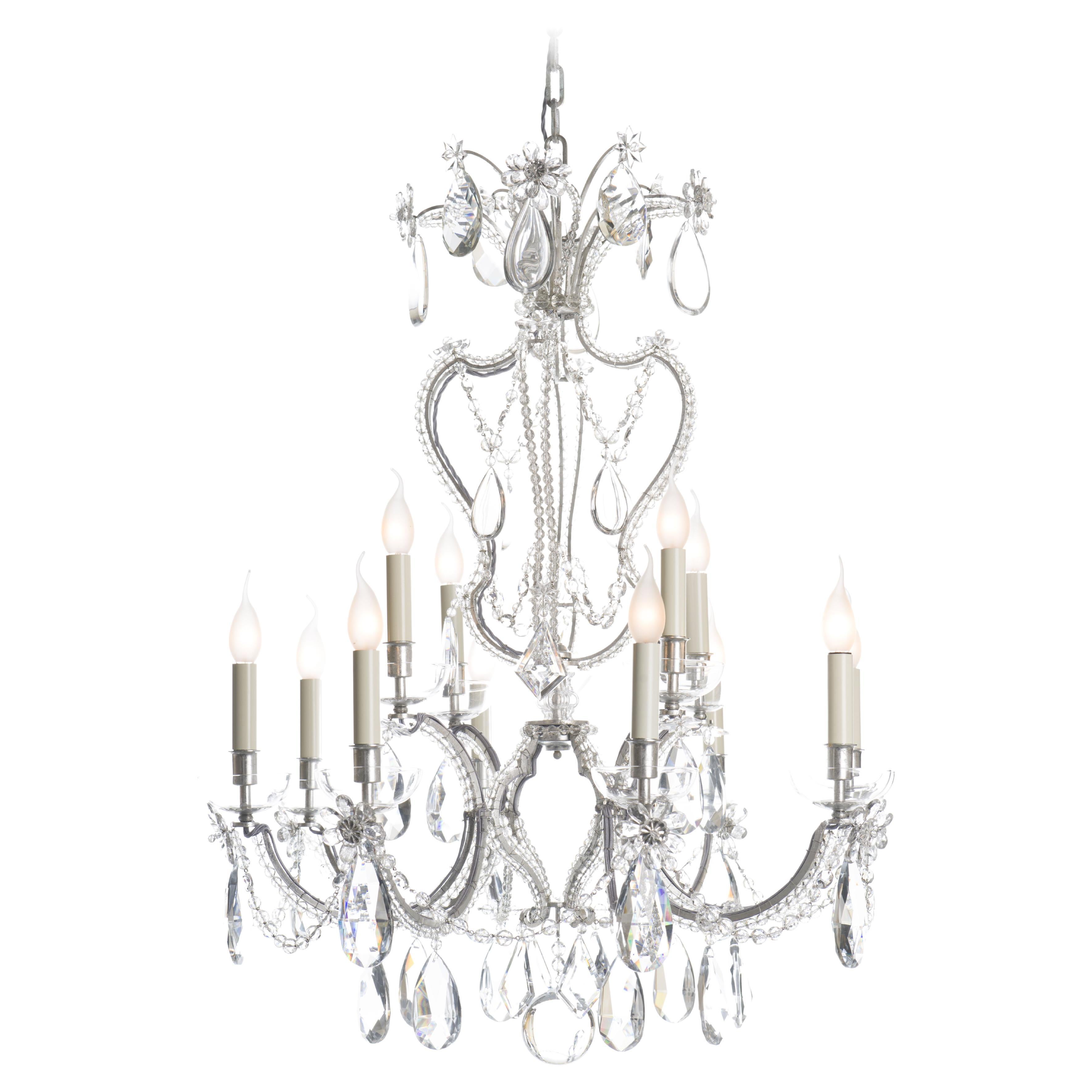 Certified Maison Bagues Chandelier, 26 Lights Iron & Crystal #16811 For Sale