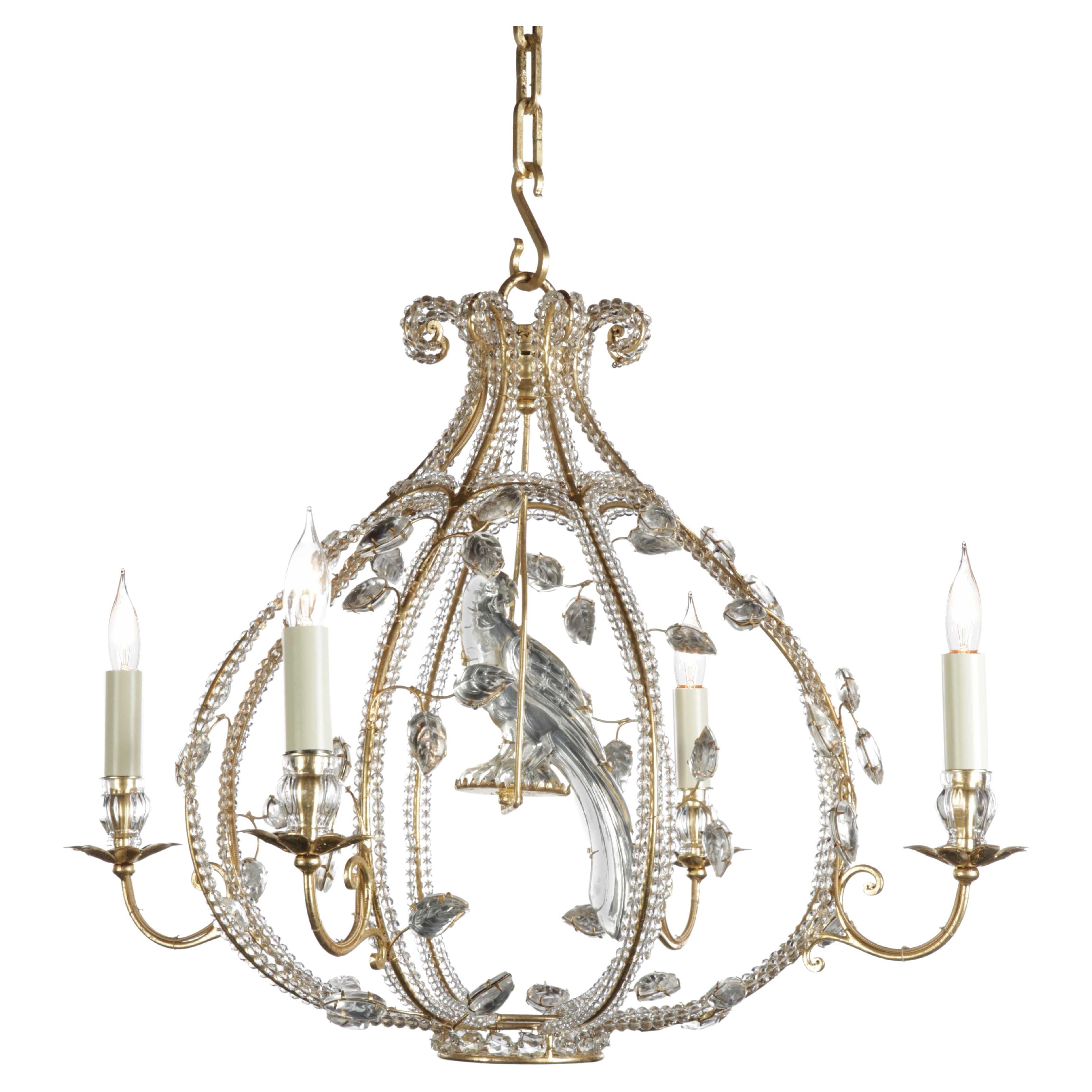 Certified Maison Bagues  Chandelier, 4 Lights Iron & Crystal #18104 For Sale