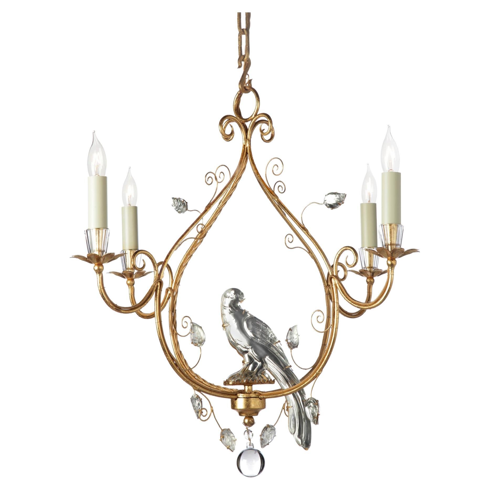 Certified Maison Bagues  Chandelier, 4 Lights Iron & Crystal #18104 For Sale