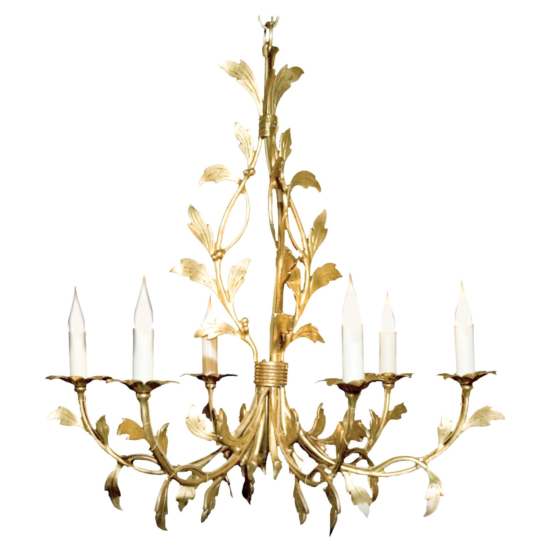 Lampadario certificato Maison Bagues, 6 luci bronzo e cristallo #00032