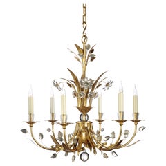 Certified Maison Bagues Chandelier, 6 Lights Iron & Crystal #00174