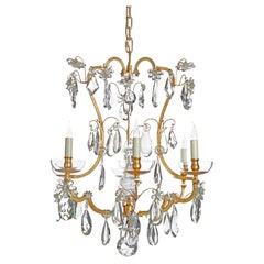 Lustre certifié Maison Bagues, 6 éclairages en fer et cristal n° 17012