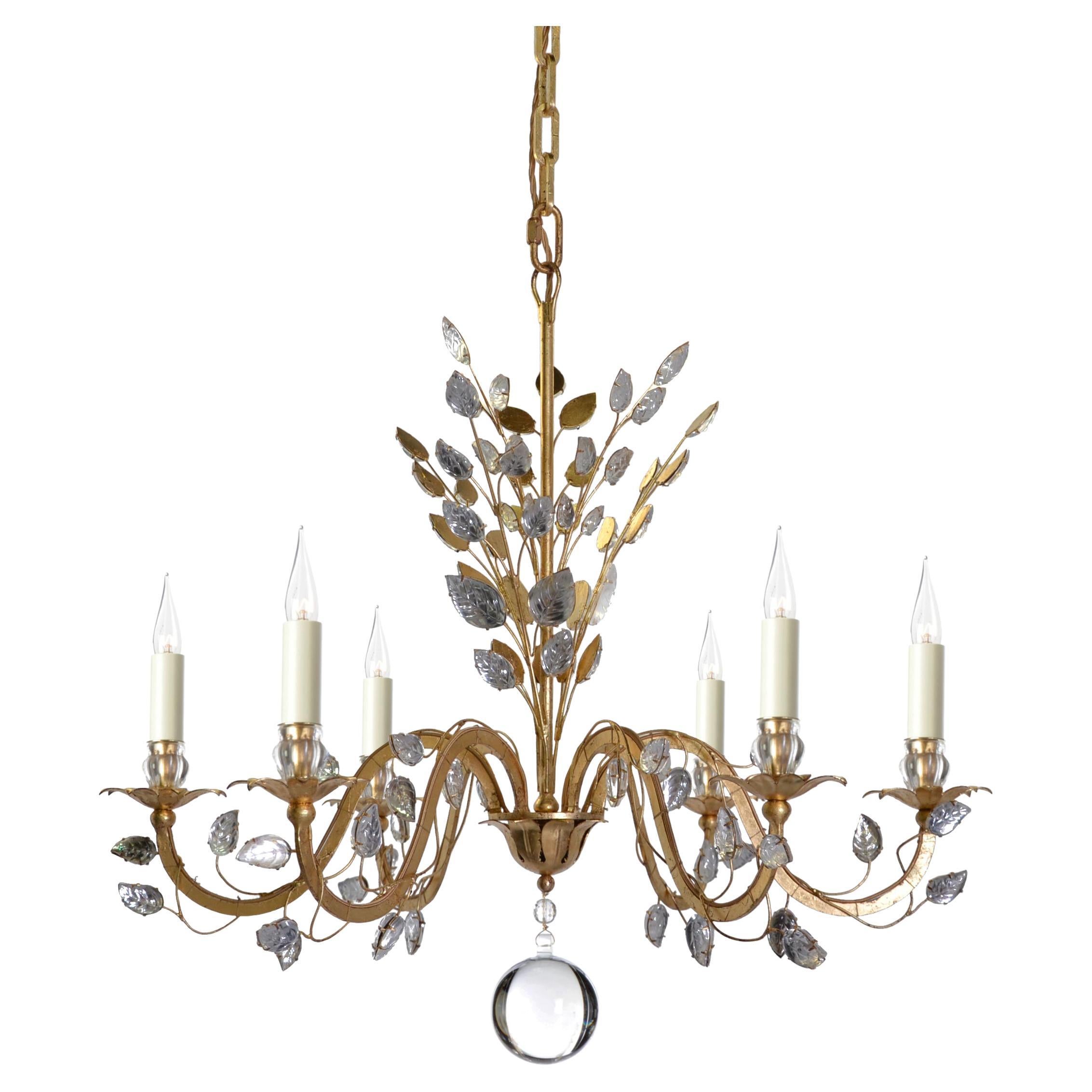 Certified Maison Bagues  Chandelier, 6 Lights Iron & Crystal For Sale