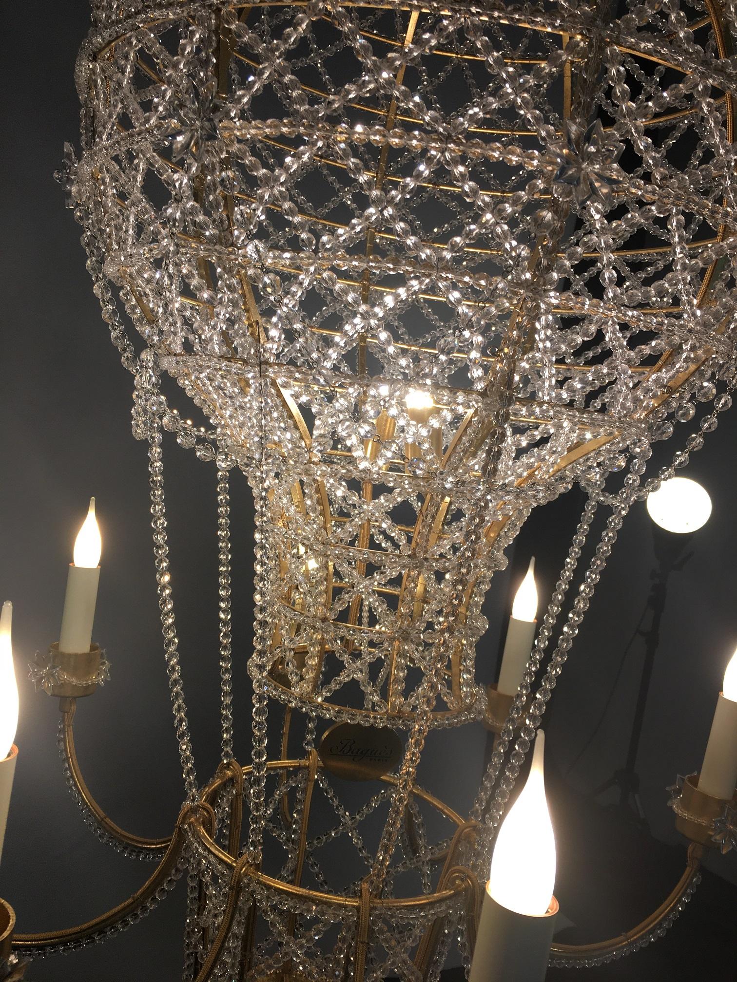 Certified Maison Bagues Chandelier, 8 Lights Iron and Crystal In New Condition For Sale In Paris, FR