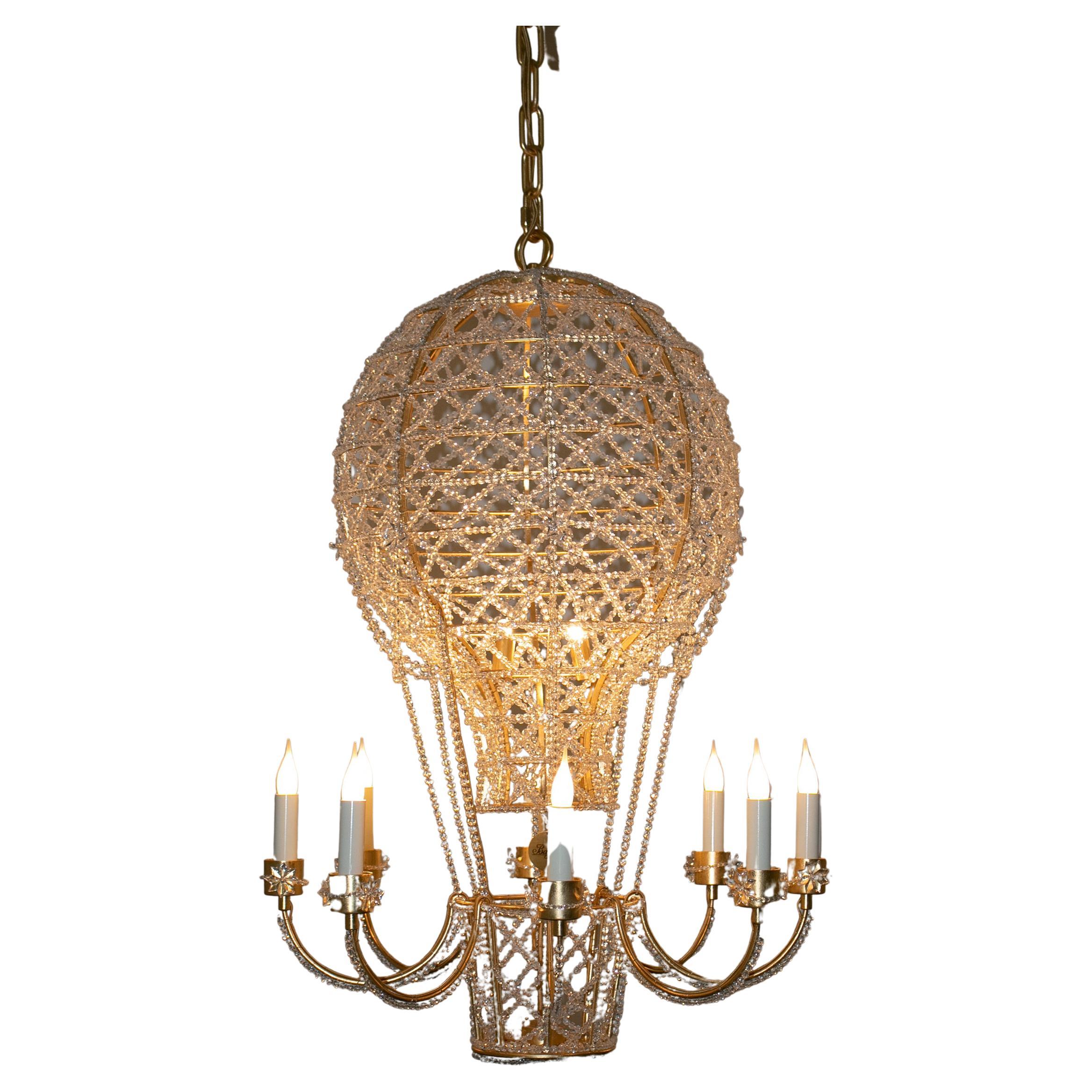 Certified Maison Baguès Chandelier, 8 Lights Iron and Crystal