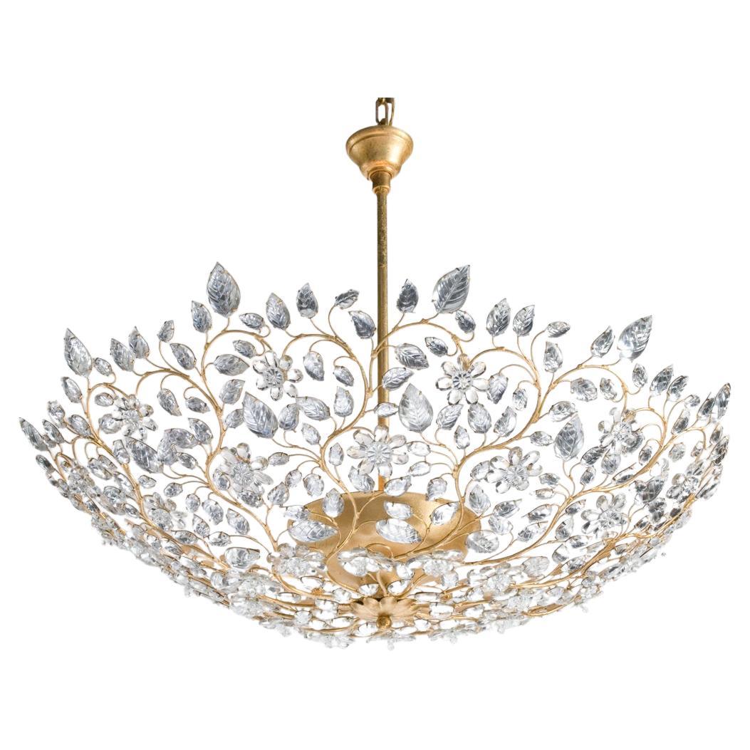 Certified Maison Bagues Flushmount, Iron and Crystal 4 Lights #18141 For Sale