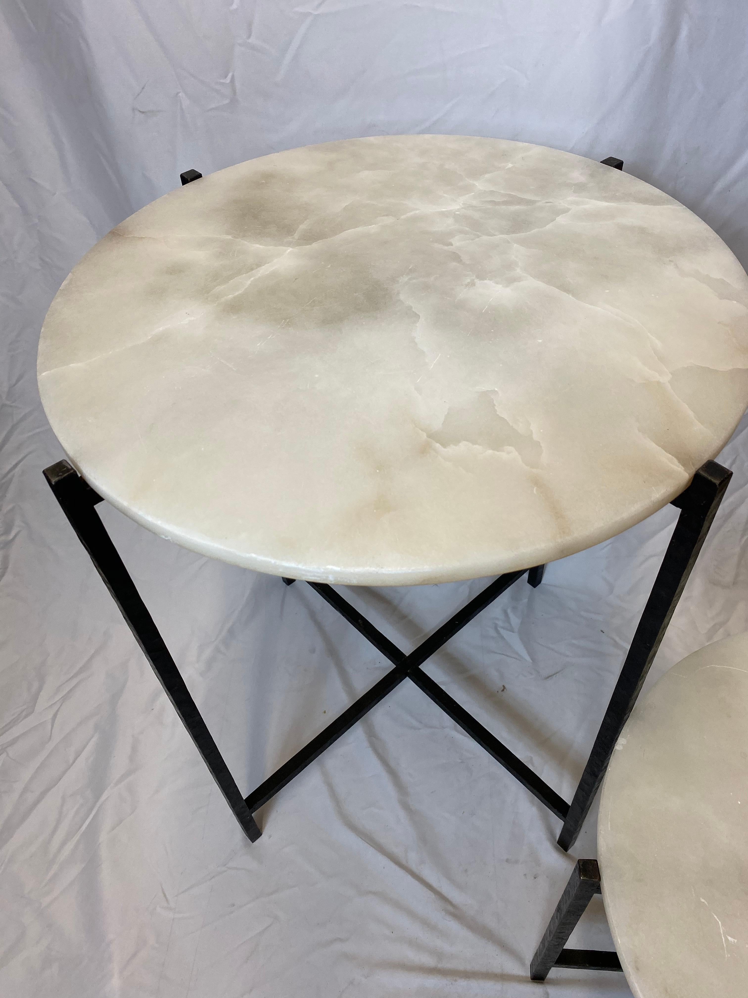 Other Certified Maison Bagues Iron and Alabaster Tables For Sale