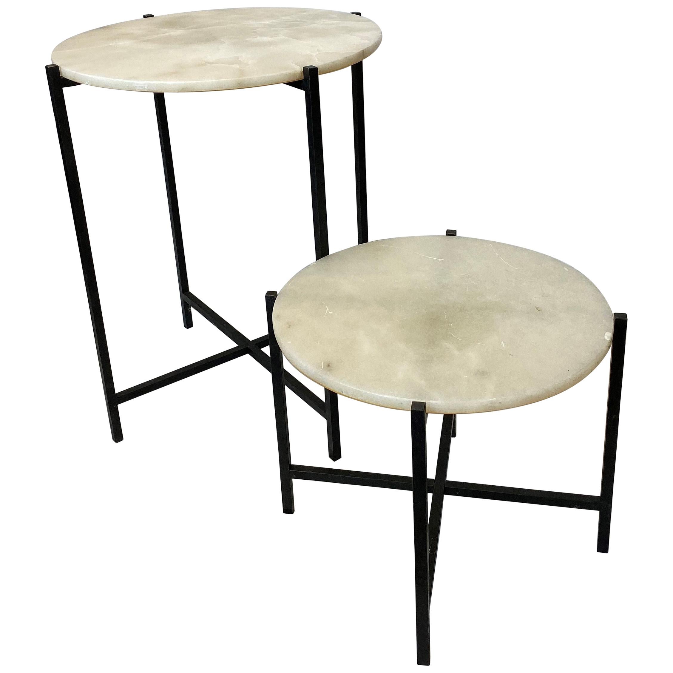 Certified Maison Bagues Iron and Alabaster Tables For Sale