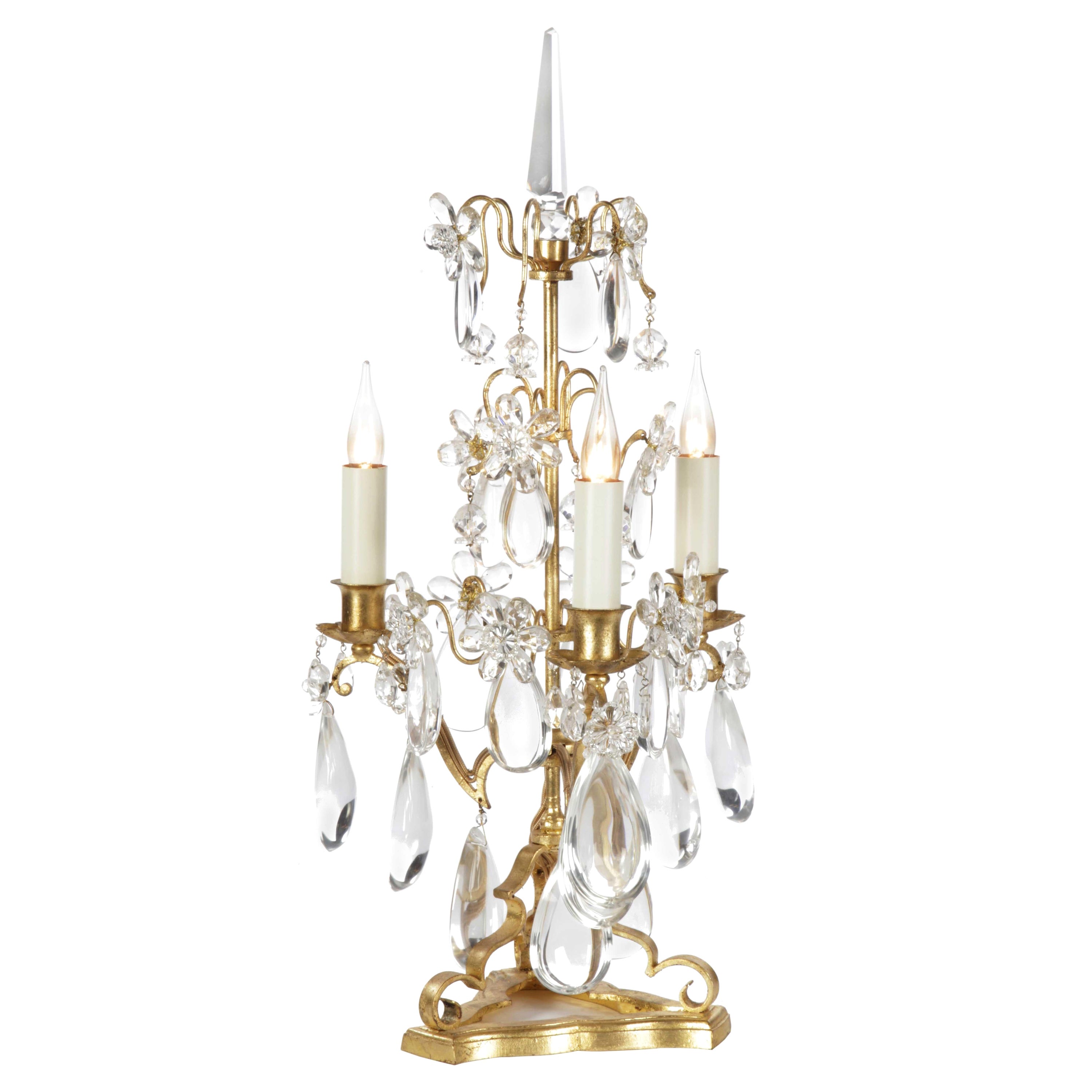 Lampe certifiée Maison Bagues, en fer et cristal, 3 éclairages n°09299