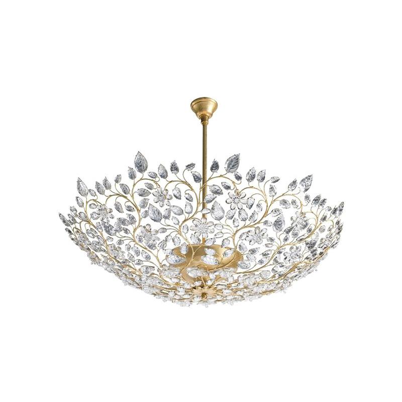 #18141 Maison Baguès chandelier, three lights, Finish: Gilt gold or gilt silver as needed. 3 lights.
Iron and crystal (UL listing available for an additional fee). 
  