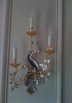 Certified Maison Baguès Paris Crystal Bird Sconces