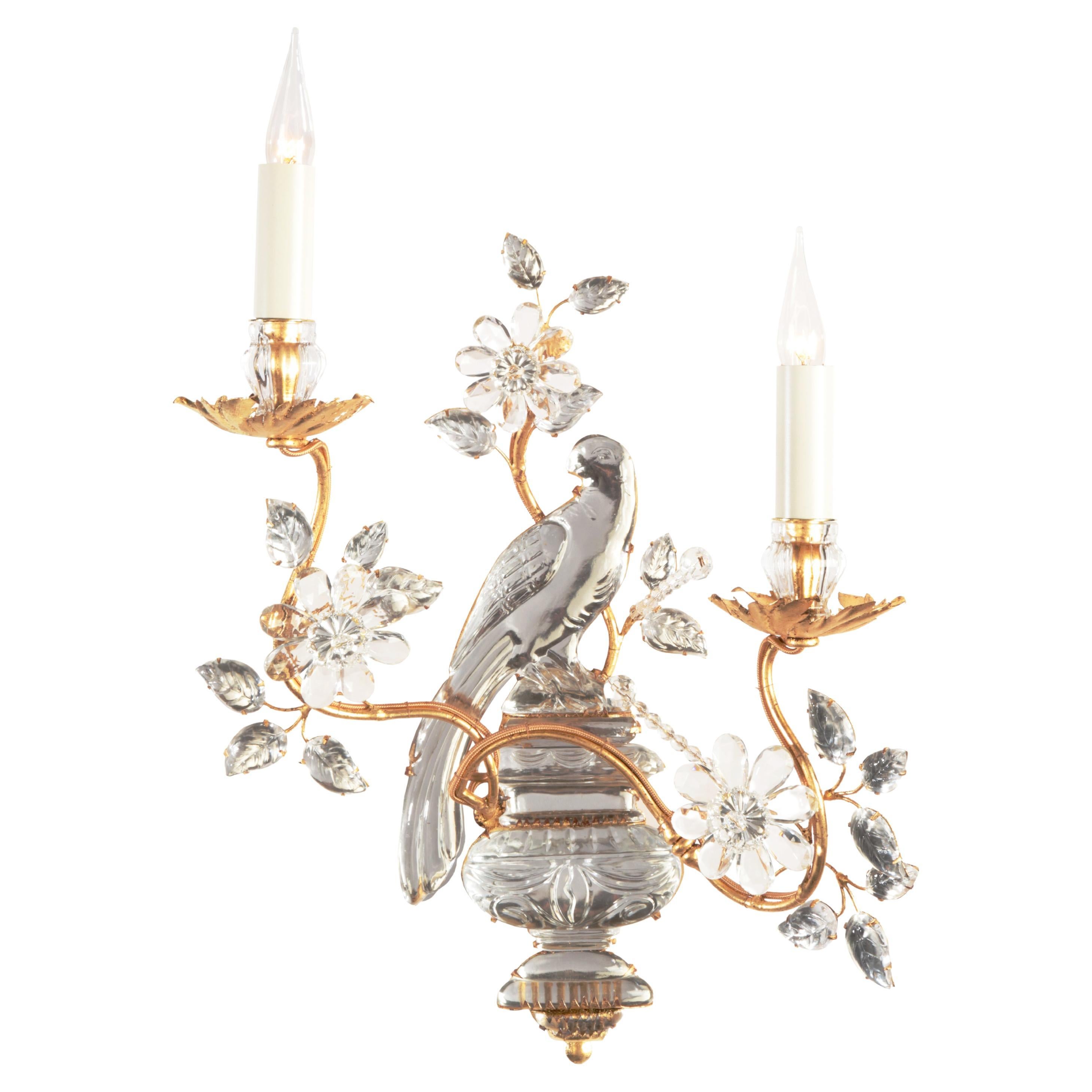 Certified Maison Bagues Sconce, Iron and Crystal 2 Lights #10931 For Sale