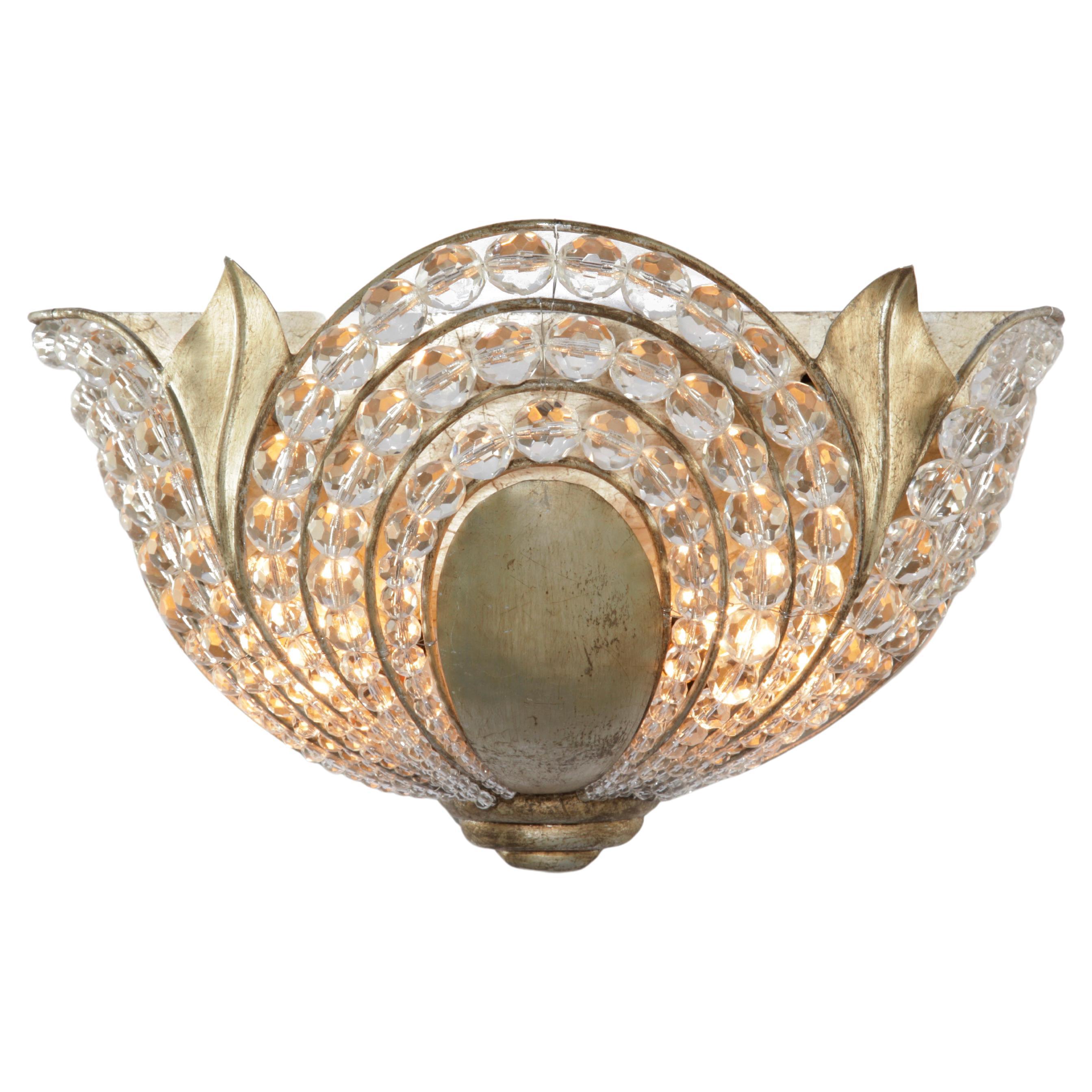 Certified Maison Bagues Sconce, Iron and Crystal 2 Lights #11996 For Sale