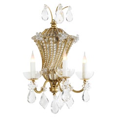 Certified Maison Bagues Sconce, Iron and Crystal 3 Lights #18084