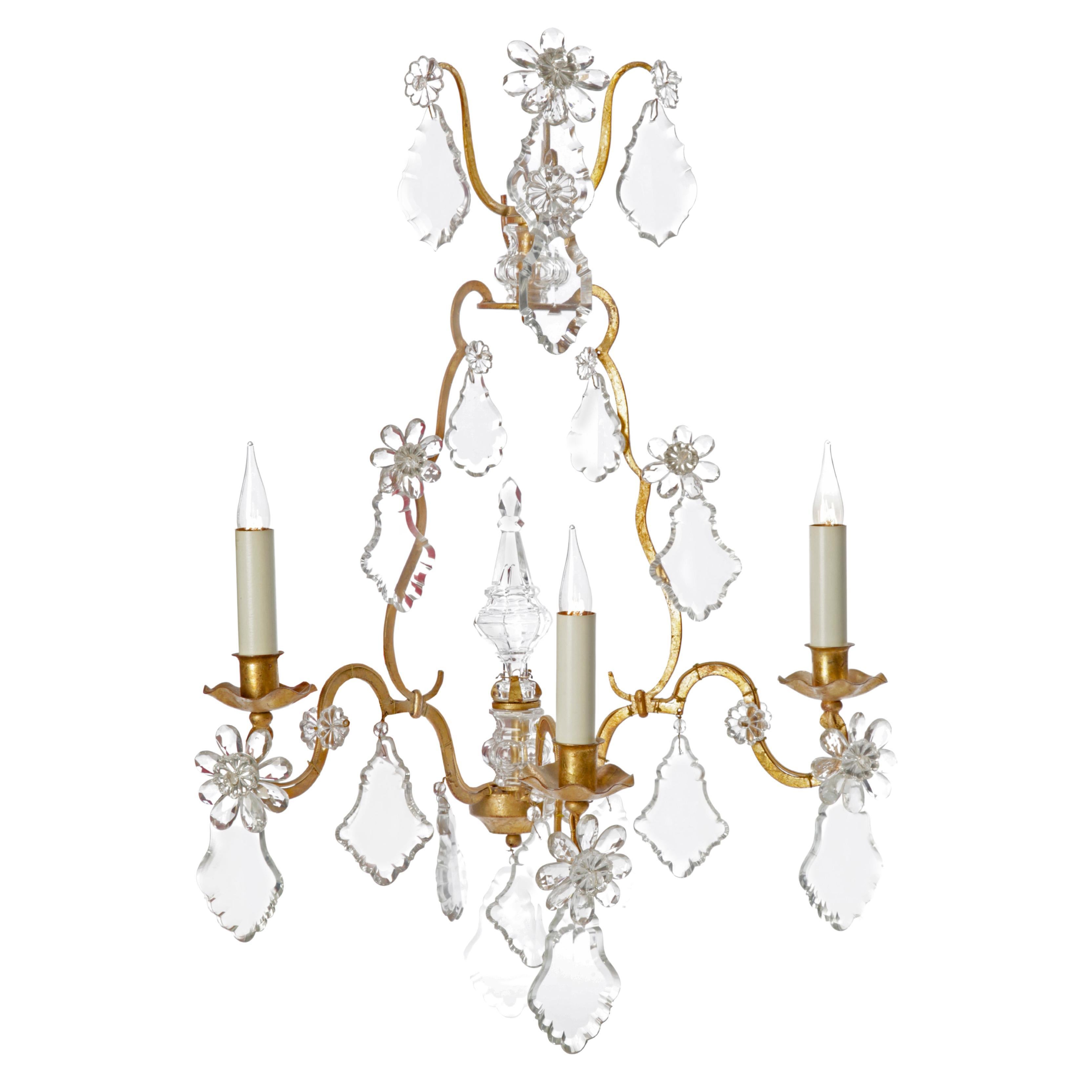 Certified Maison Bagues Sconce, Iron and Crystal 3 Lights #18101
