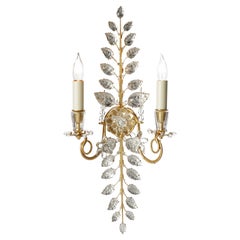 Certified Maison Baguès Sconce, Iron and Crystal