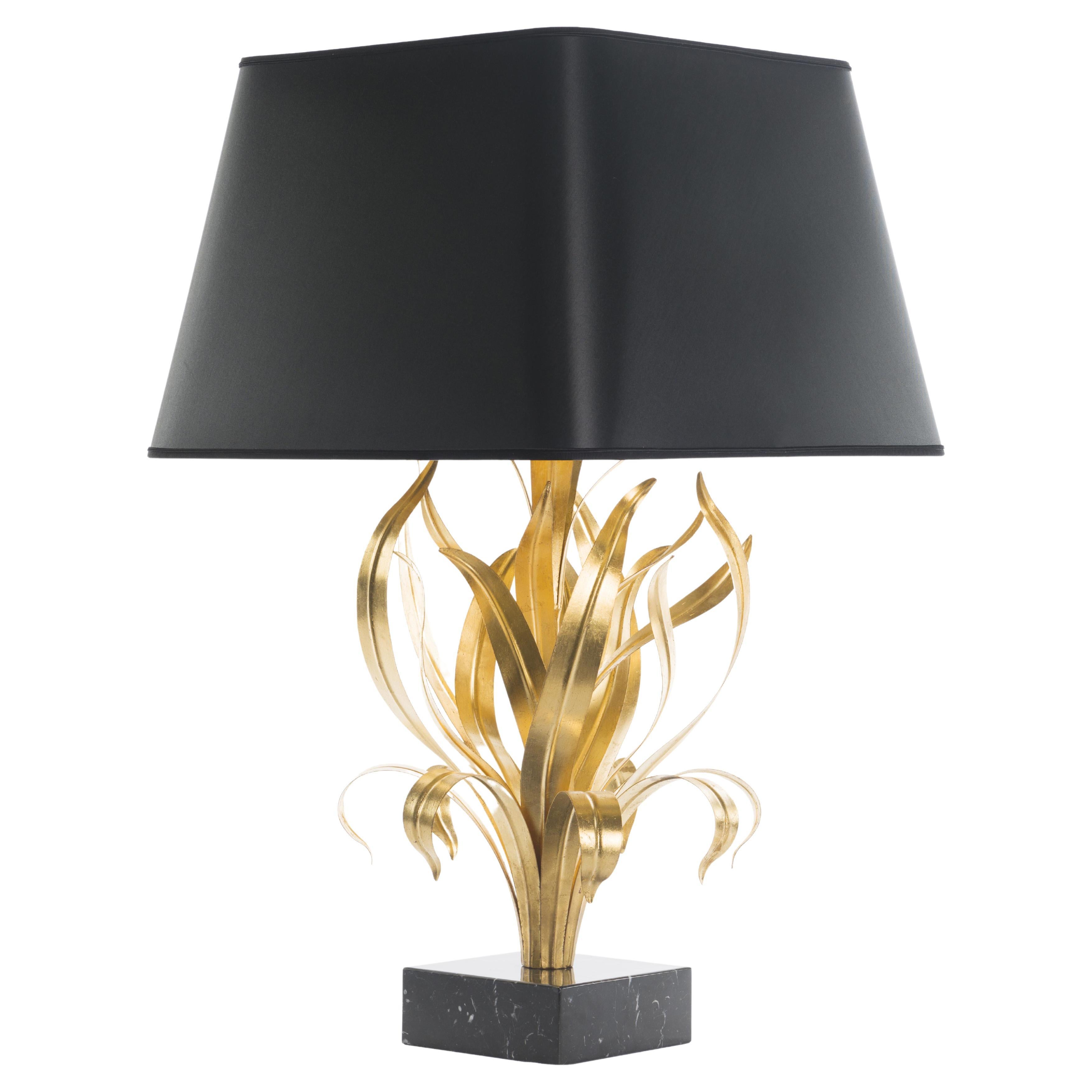 #121 Maison Baguès lamp, gilt gold finish. As seen at four seasons George V hotel in Paris.
Iron and gilt. Handmade in France.

Can order in both gilt gold or gilt silver. Can be UL listed for an extra fee.
Shade is available in white/cream or