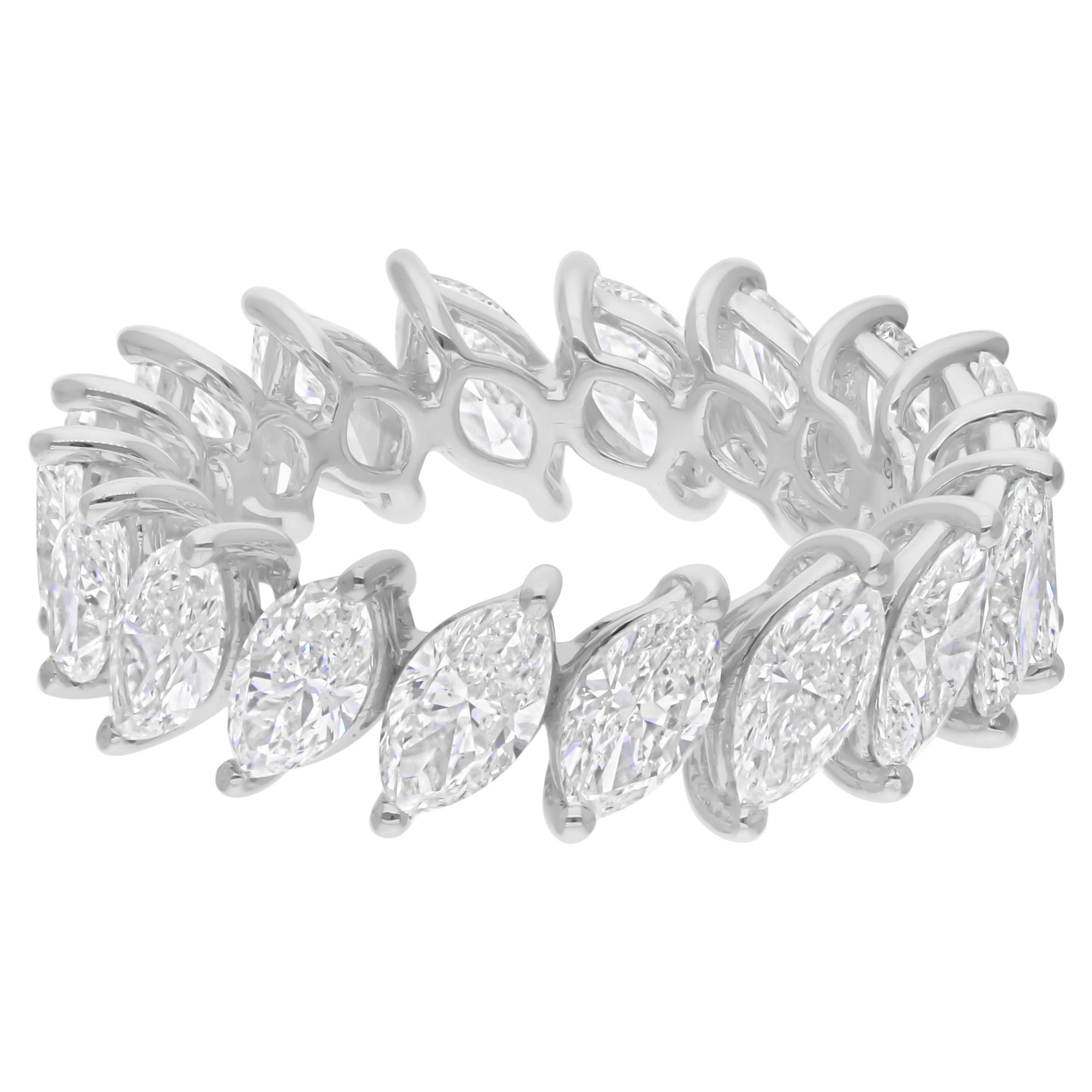 En venta: Anillo de oro blanco de 14 quilates con diamante natural de corte marquesa certificado de 4,58 quilates