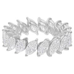 Bague d'éternité en or blanc 14K avec diamant naturel certifié taille marquise 4.58Ct