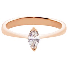 Anello di fidanzamento solitario con diamante a forma di marquise certificato in oro rosa 18 carati