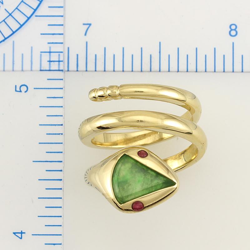 Cabochon Certified Mason-Kay Jade Designer Natural Jadeite Designer Snake Ring