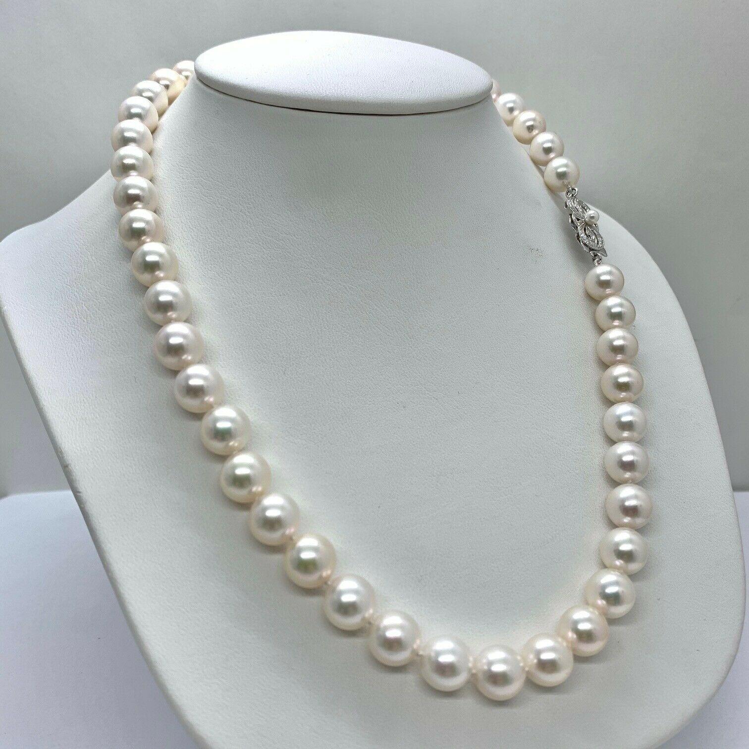 Certified Mikimoto Estate Akoya Pearl Necklace In Excellent Condition In Brooklyn, NY