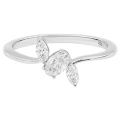 Certified Minimalist Diamond Floral Cluster Promise Ring 18 Karat White Gold