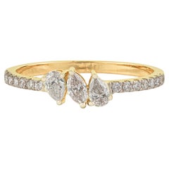 Anello di fidanzamento con grappolo di diamanti naturali a taglio misto certificati, in oro giallo 14K