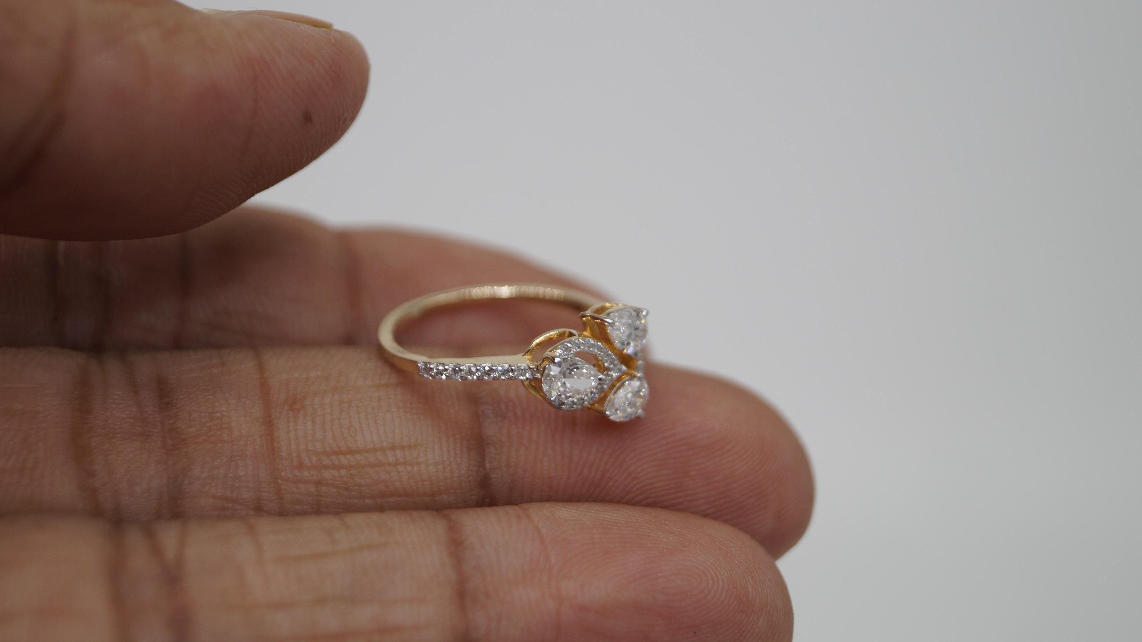 Anello in moissanite certificata in oro 14k Hallmark Anello in oro massiccio certificato in vendita 5