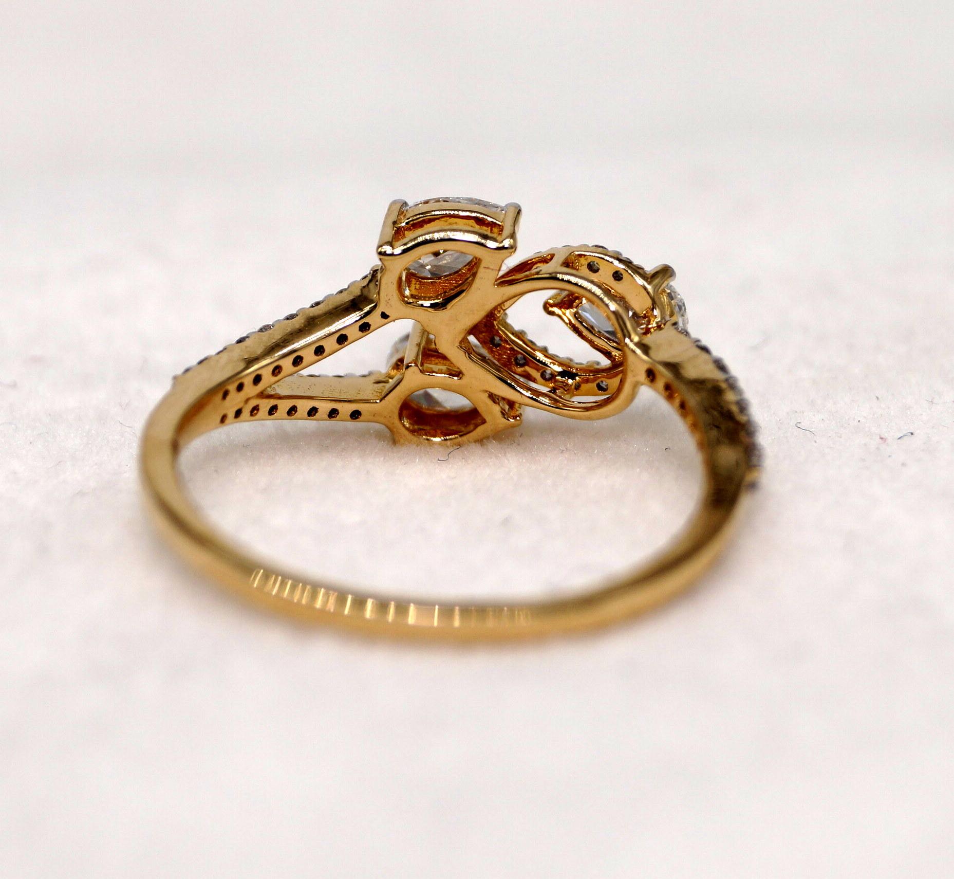 Donna Anello in moissanite certificata in oro 14k Hallmark Anello in oro massiccio certificato in vendita