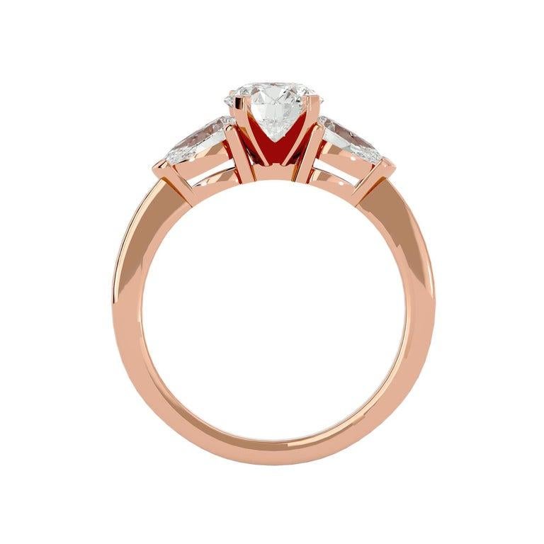 For Sale:  Certified Moissanite Gemstone Rose Gold Plate 925 Silver Ring for Grandma Gift 8