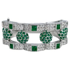 Mouawad certificado Pulsera de oro de 18 quilates Esmeralda de 11,20 quilates Diamante de 6,37 quilates