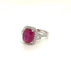 Certified Mozambique Ruby & Diamond Ring in 18 Karat White Gold