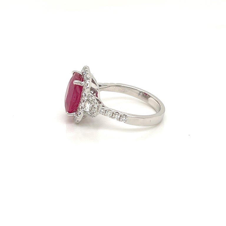 Certified Mozambique Ruby and Diamond Ring in 18 Karat White Gold For ...