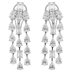 Certified Multi Cut 8.86 Ct Diamond Chandelier Earrings 14 Karat White Gold