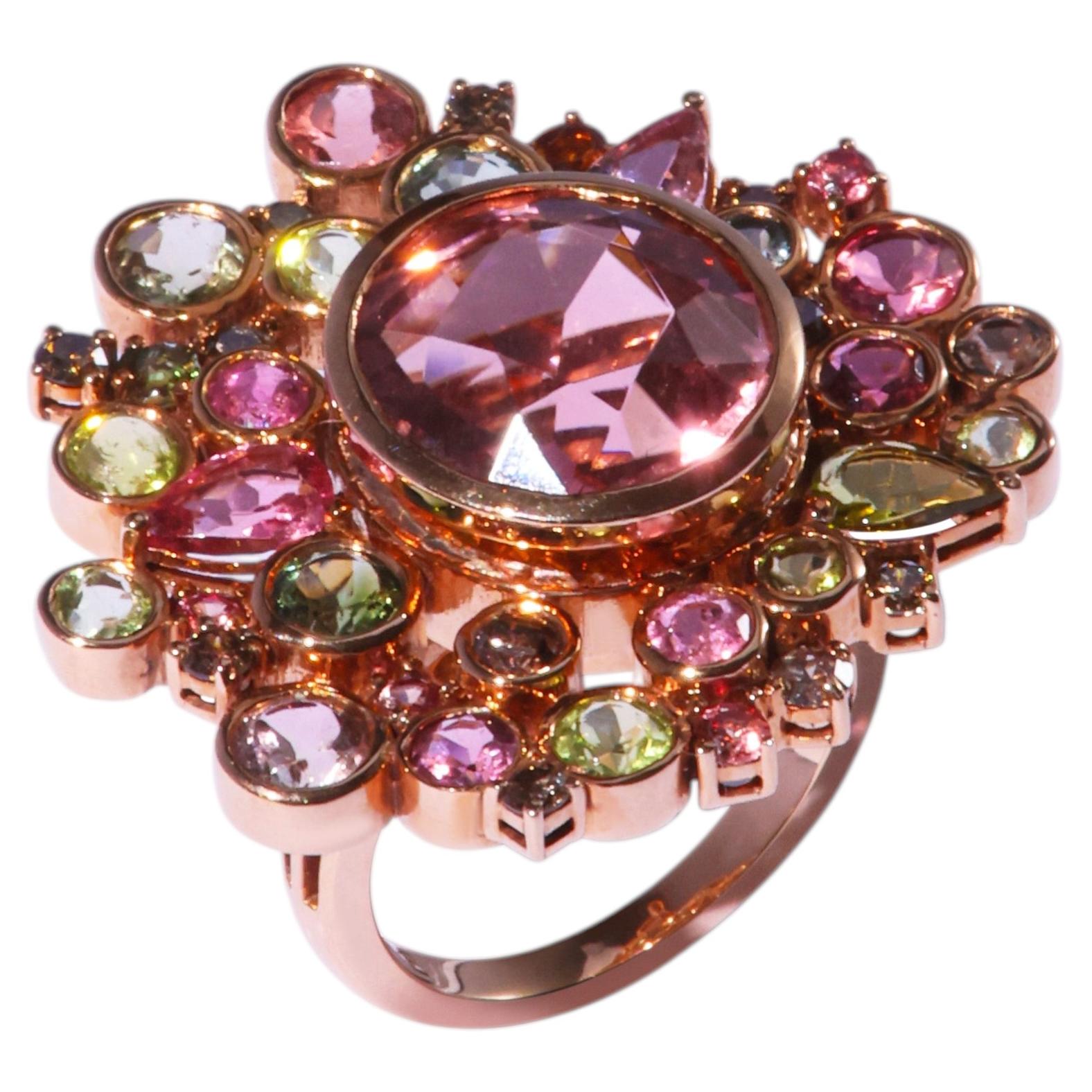 Certified Multi Gemstone Vera Cocktail Ring