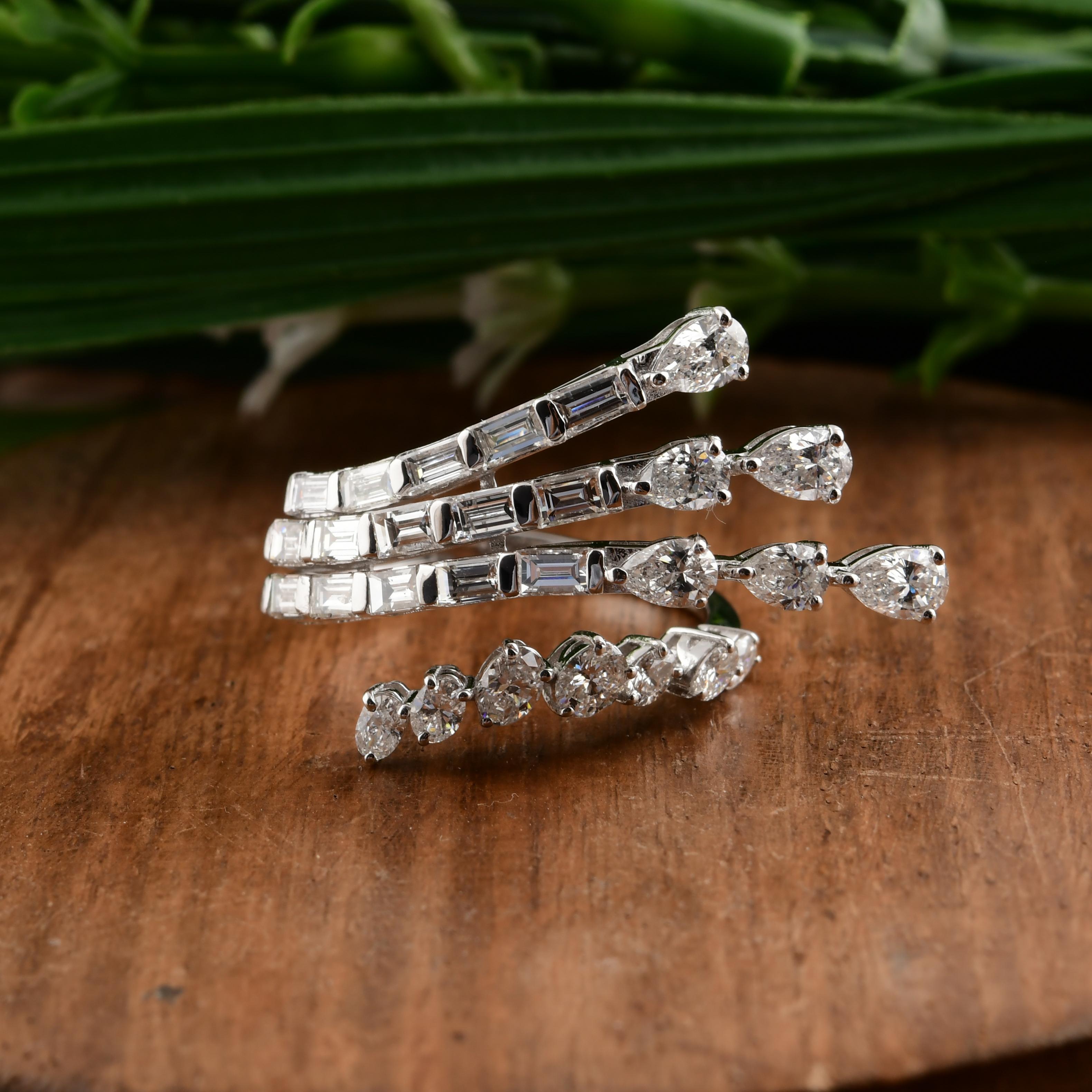 Im Angebot: Zertifizierter mehrreihiger SI/HI 2,24cts Diamant Wickelring 14k Weißgold () 5