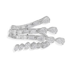 Zertifizierter mehrreihiger SI/HI 2,24cts Diamant Wickelring 14k Weißgold