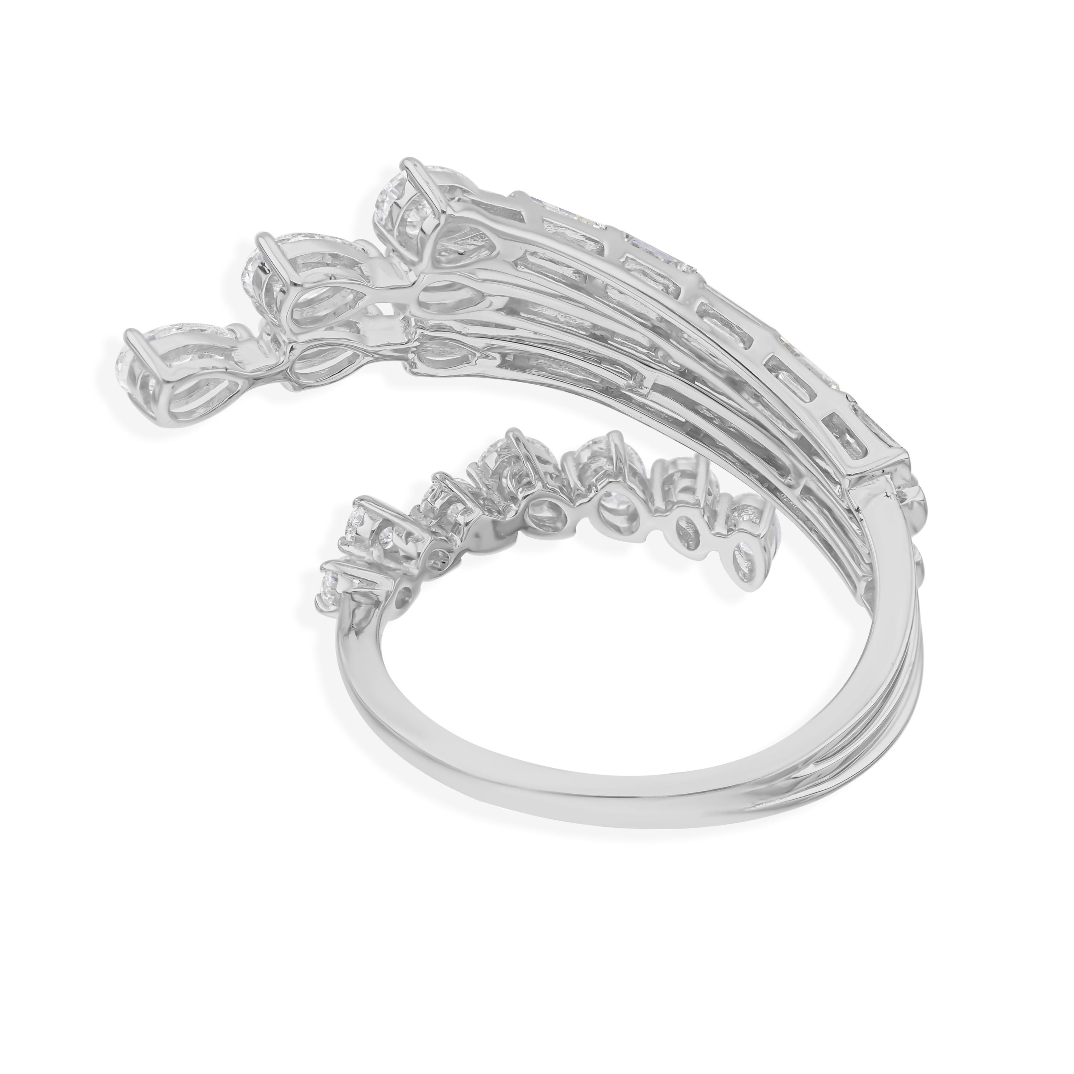 Im Angebot: Zertifizierter mehrreihiger SI/HI 2,24cts Diamant Wickelring 18k Weißgold () 3